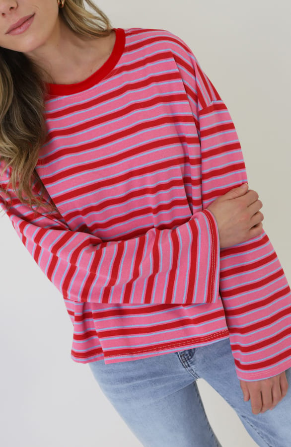 Oversized Gestreepte Katoenen Top Tricolore – shirts & tops — foto 8