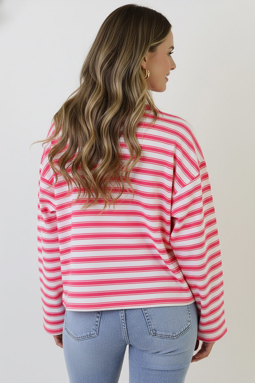 Oversized Gestreepte Viscose Top Fuchsia – shirts & tops — foto 3