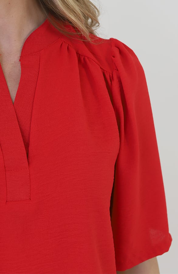 Poppy V-Neck Top Rood – shirts & tops — foto 10