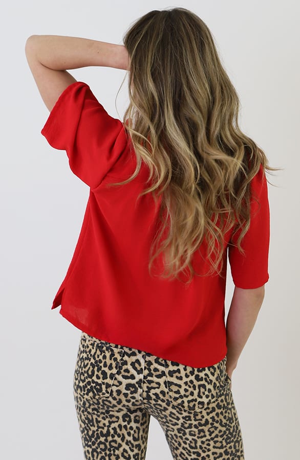 Poppy V-Neck Top Rood – shirts & tops — foto 9