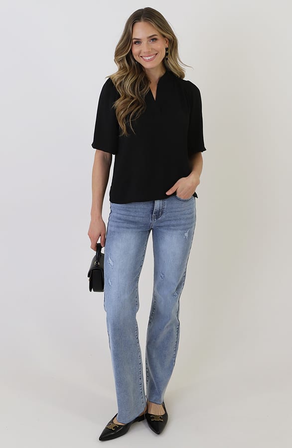 Poppy V-Neck Top Zwart – shirts & tops — foto 9