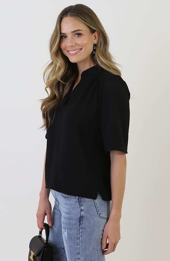Poppy V-Neck Top Zwart – shirts & tops — foto 11