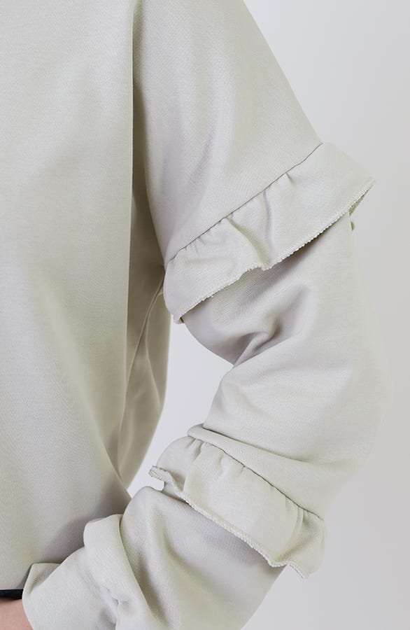 Ruffle Puff Sleeve Sweater Beige – truien — foto 5