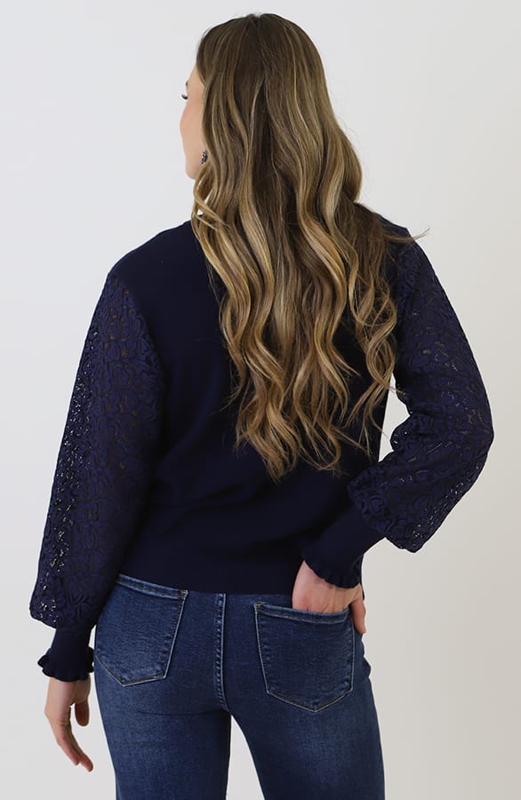 Soft Heart Sleeve Knit Navy – truien — foto 9