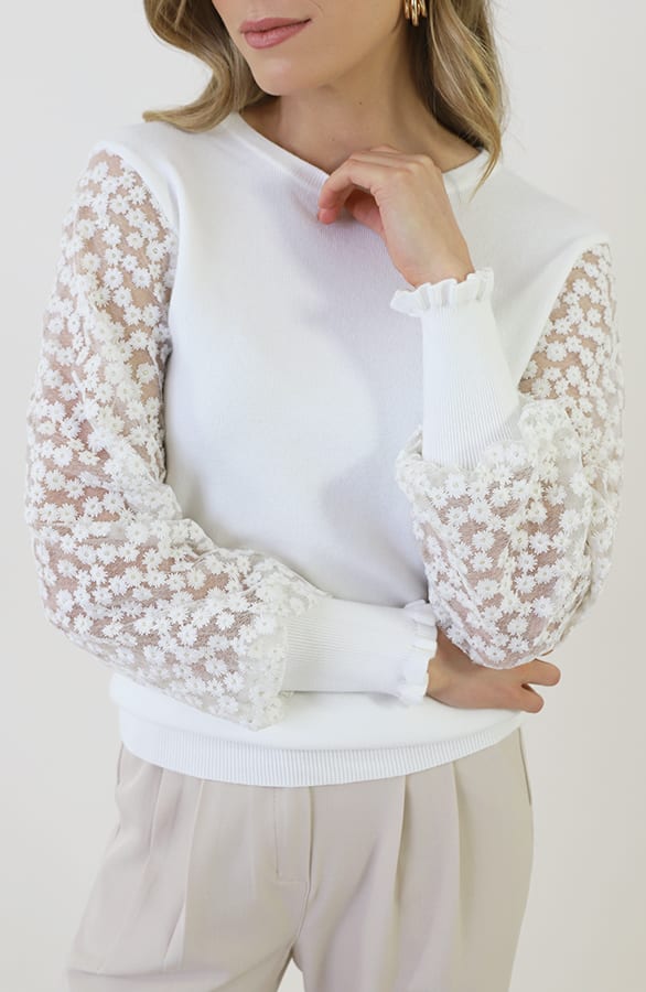Soft Knit Embroidery Sleeve Sweater – truien — foto 8
