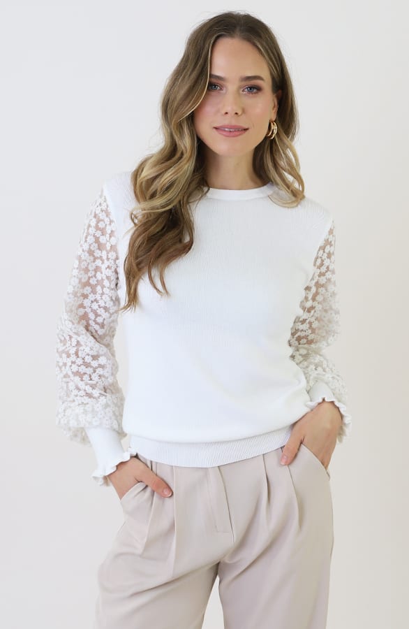 Soft Knit Embroidery Sleeve Sweater – truien — foto 9