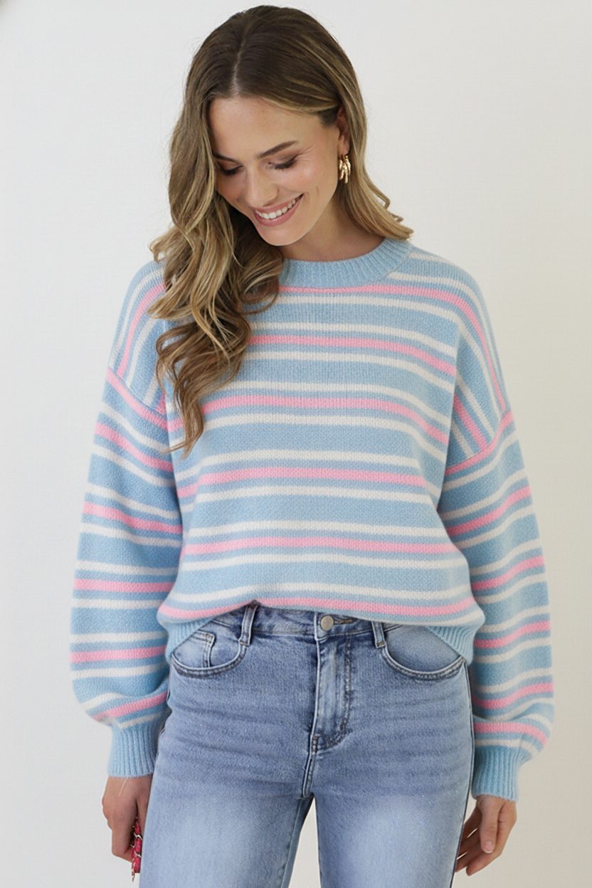 Soft Stripe Knit Light Blue