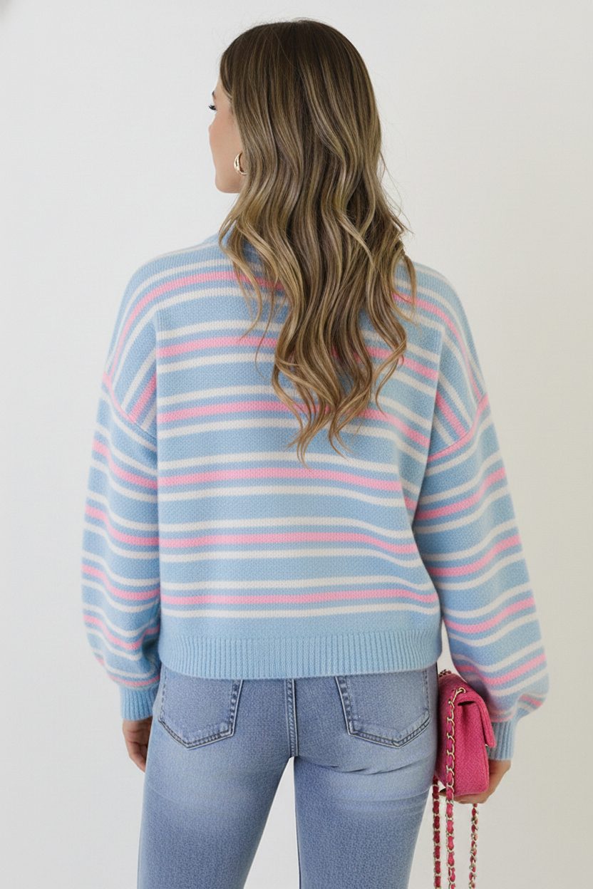 Soft Stripe Knit Light Blue – truien — foto 3