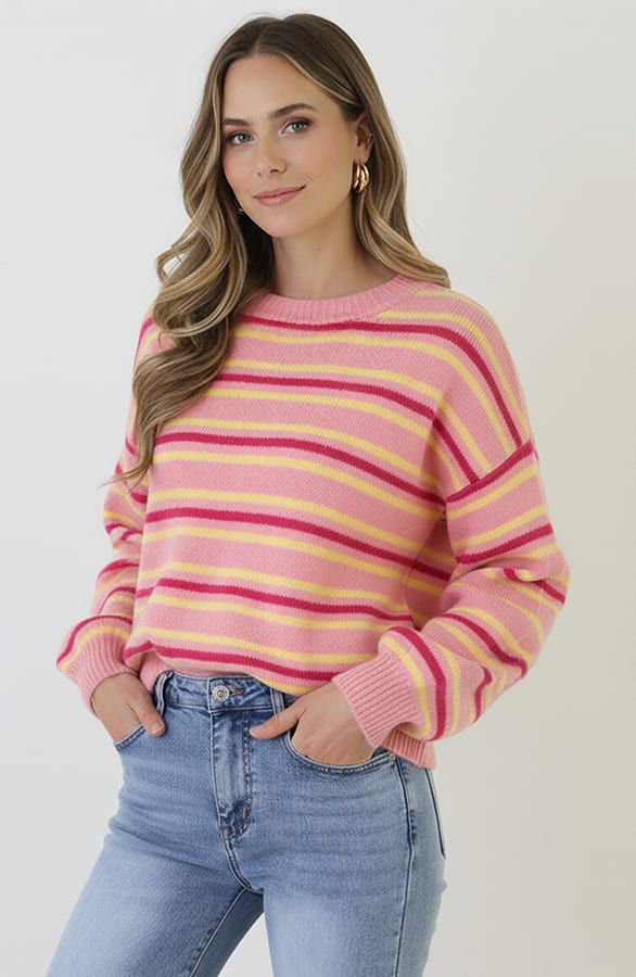 Soft Stripe Knit Roze – truien — foto 2