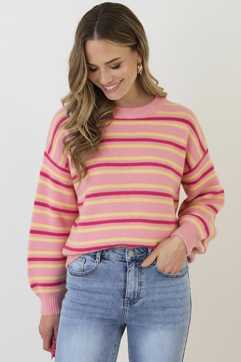 Soft Stripe Knit Roze – truien — foto 6