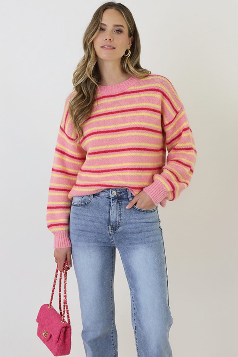 Soft Stripe Knit Roze – truien — foto 5