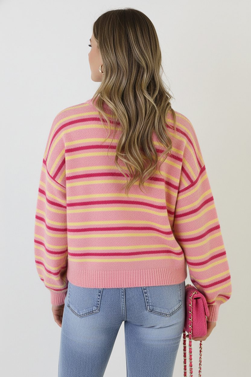 Soft Stripe Knit Roze – truien — foto 3