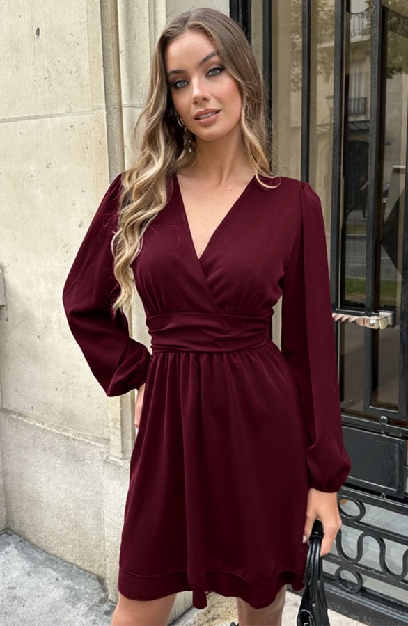 Strik Detail Jurk Ivy Burgundy – alle jurkjes