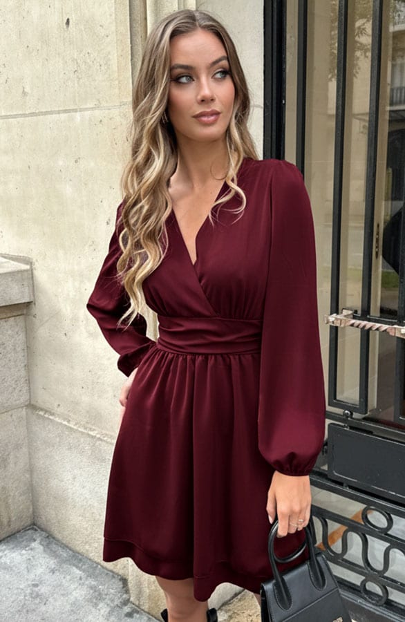 Strik Detail Jurk Ivy Burgundy – alle jurkjes — foto 5