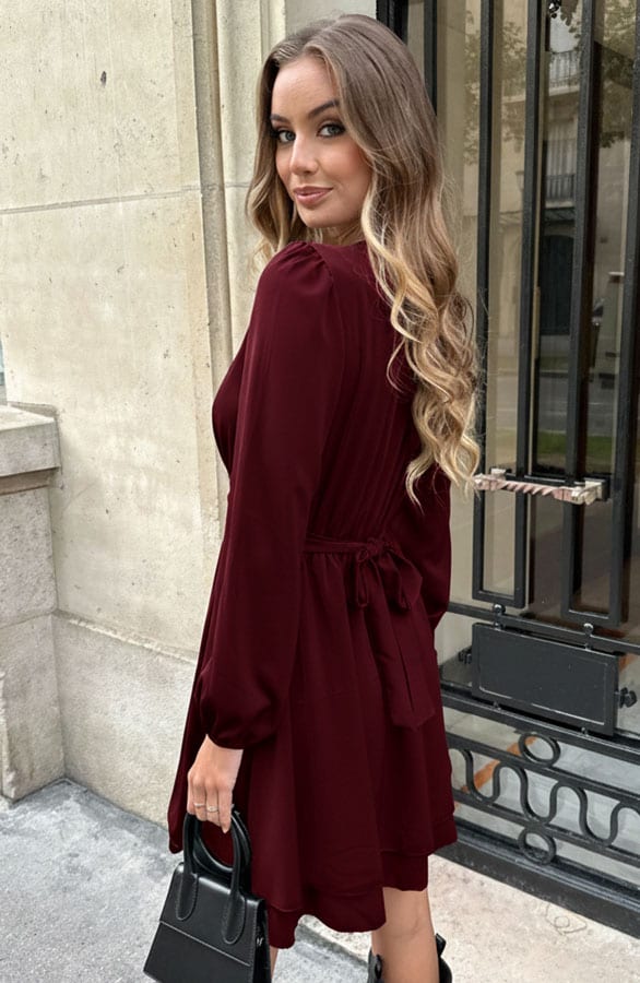 Strik Detail Jurk Ivy Burgundy – alle jurkjes — foto 3