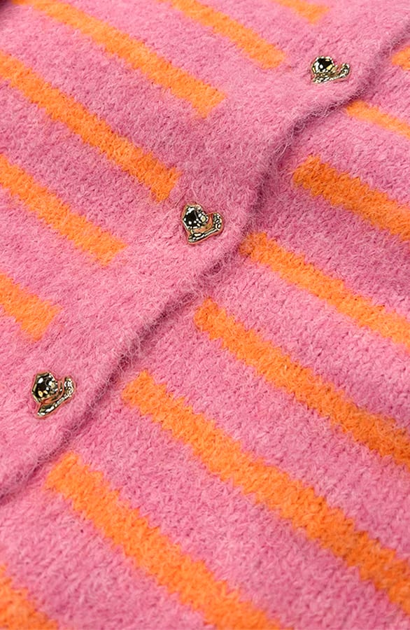 Striped Button Cardigan Pink Orange – vesten — foto 4