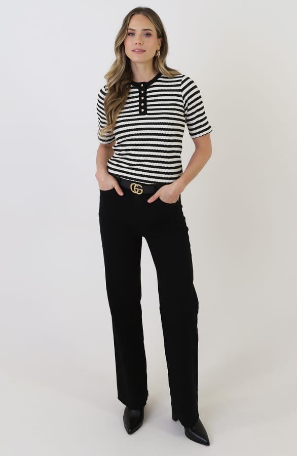 Striped Stretch Gold Button Top – shirts & tops — foto 11