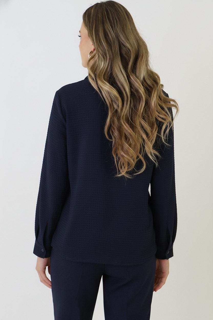 Textured Blouse Gaby Navy – kleding — foto 3