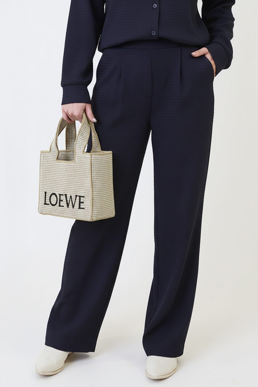Textured Broek Gaby Navy