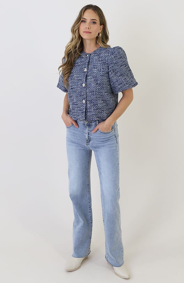 Tweed Puff Sleeve Jacket Blue – blazers — foto 11