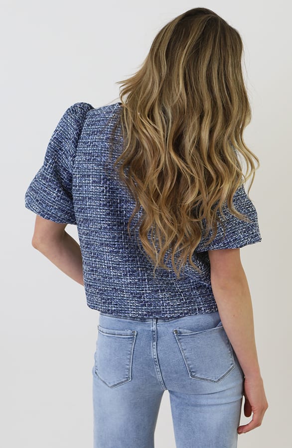 Tweed Puff Sleeve Jacket Blue – blazers — foto 9