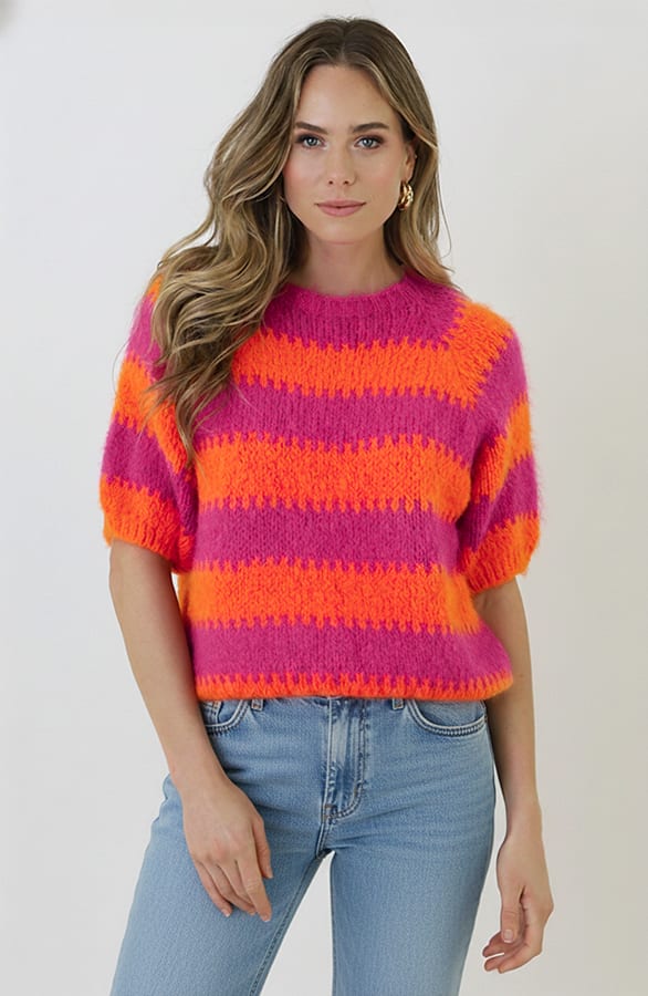 Zachte Gestreepte Trui Fuchsia – truien — foto 6