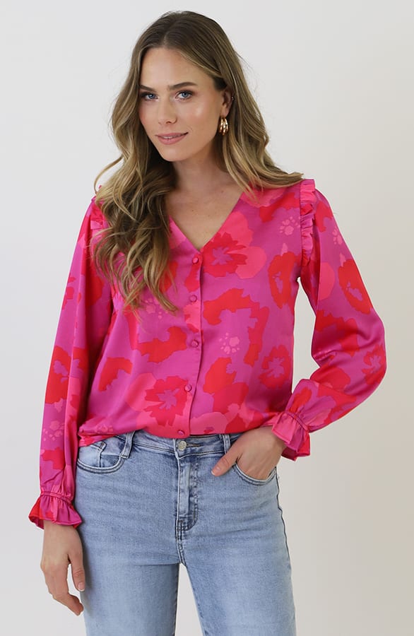 Zijde Look Ruffle Print Blouse – kleding — foto 13