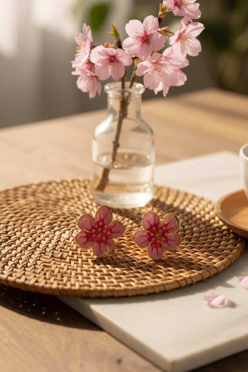 Blossom Oorbellen Goud Roze