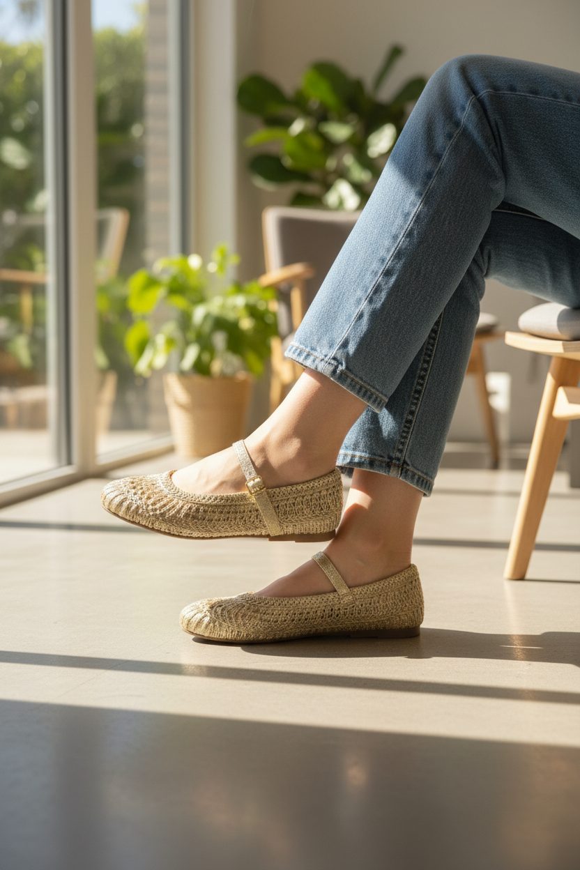 Mary Jane Gewoven Goud – schoenen — foto 2