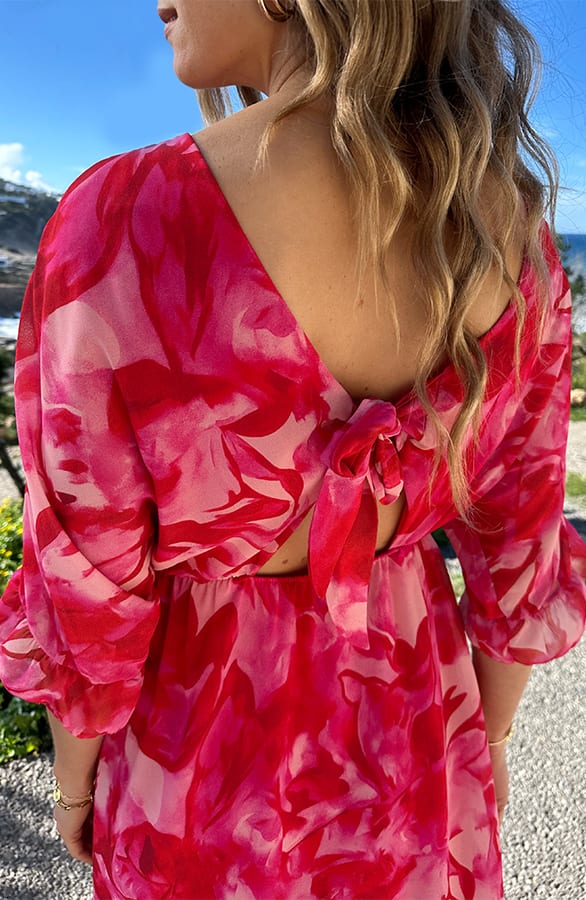 Back Bow Ruffle Dress Koraal – alle jurkjes — foto 6