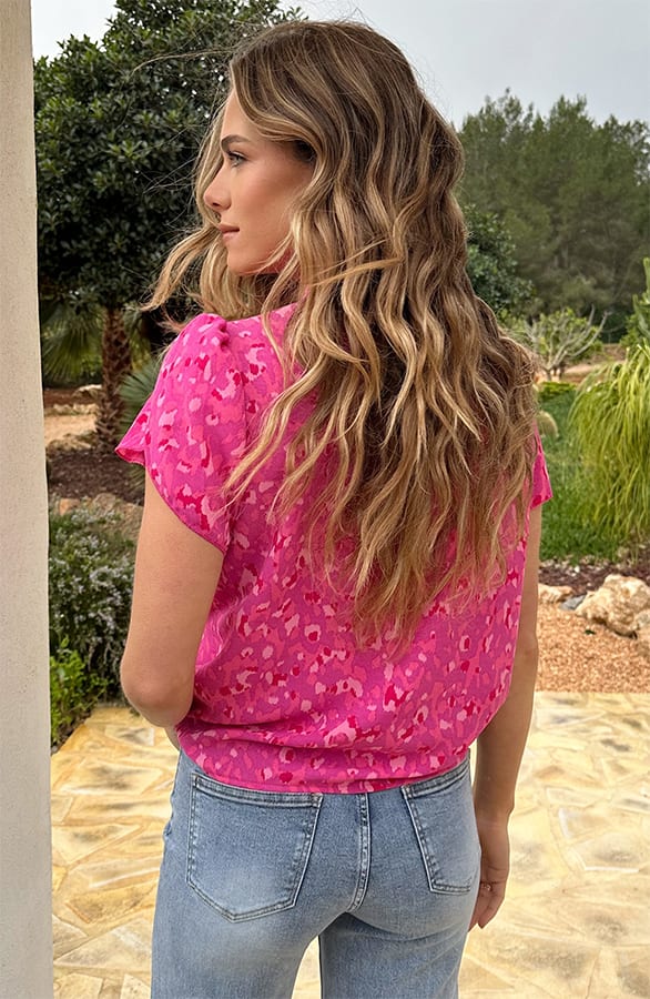 Col Neck Top Print Roze – shirts & tops — foto 3