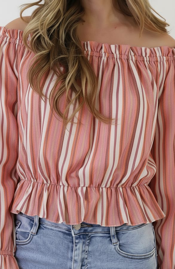 Feminine Off Shoulder Blouse Roze – shirts & tops — foto 4
