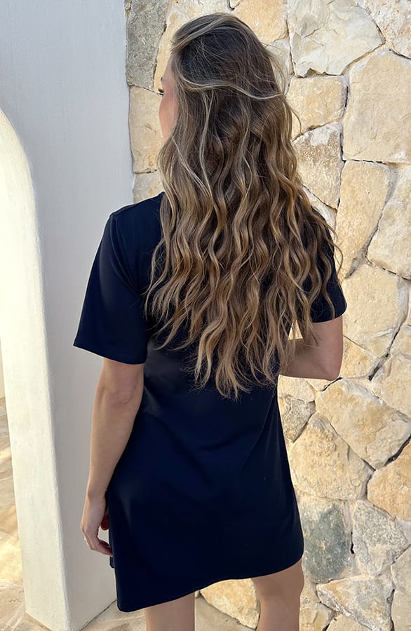 Geknoopte Casual T-shirt Jurk Navy – alle jurkjes — foto 3