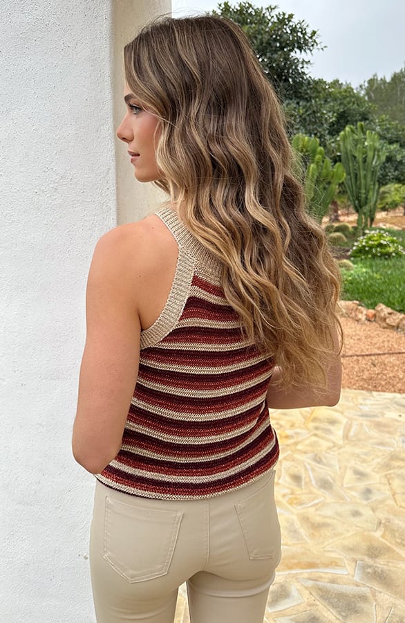 Gestreepte Lurex Haltertop Beige – shirts & tops — foto 3