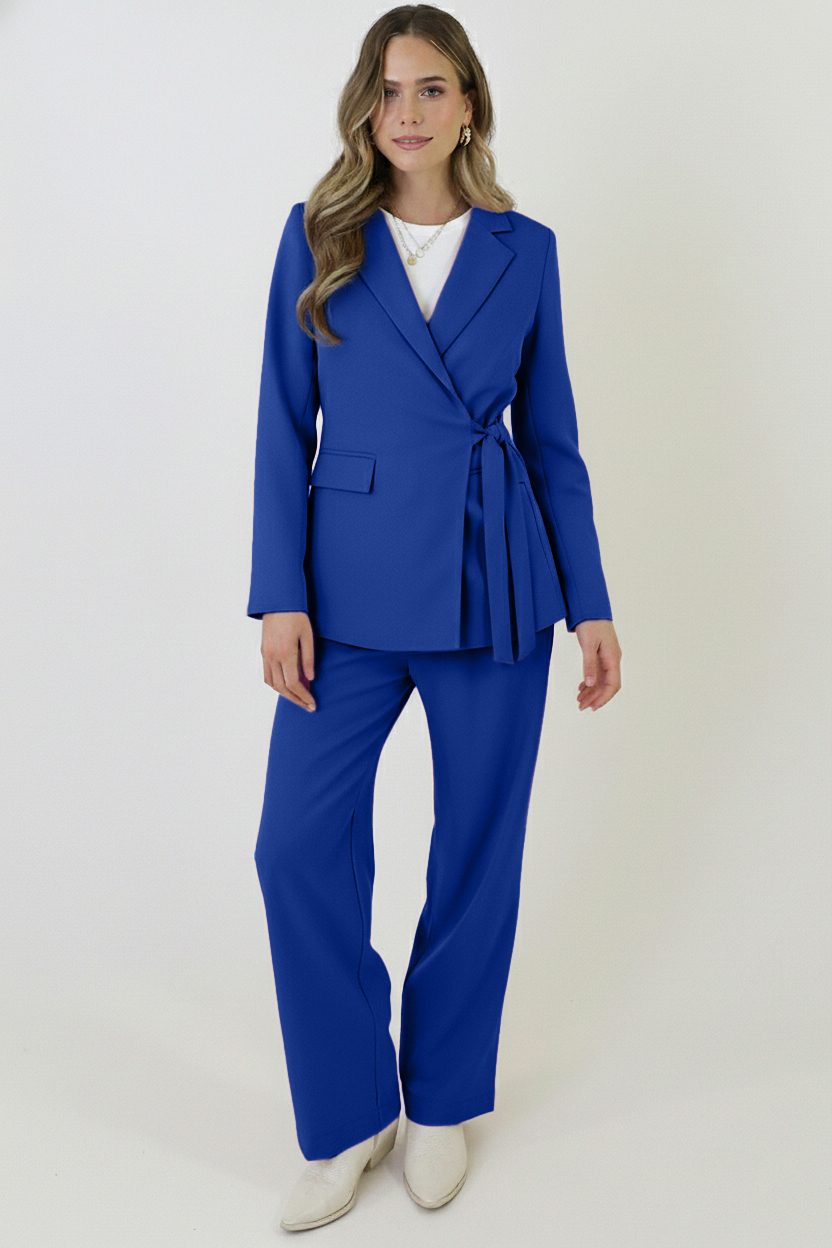 Getailleerde Blazer Met Strik Kobalt – vesten — foto 5