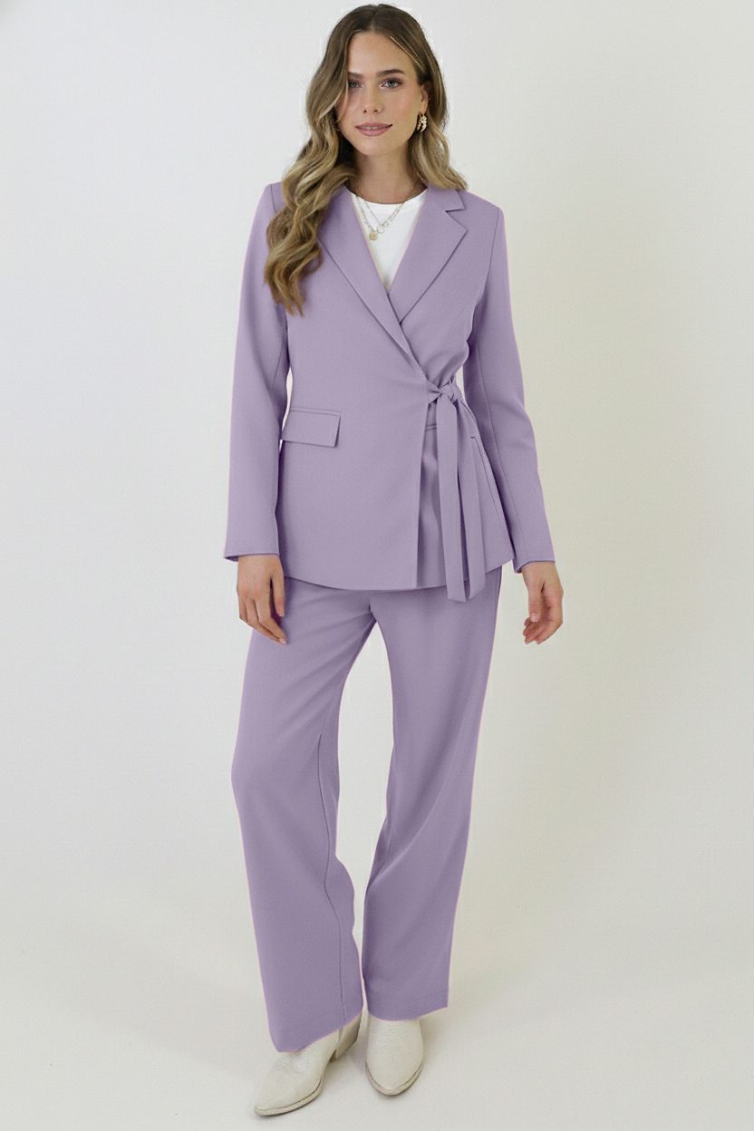 Getailleerde Blazer Met Strik Lila – blazers — foto 7