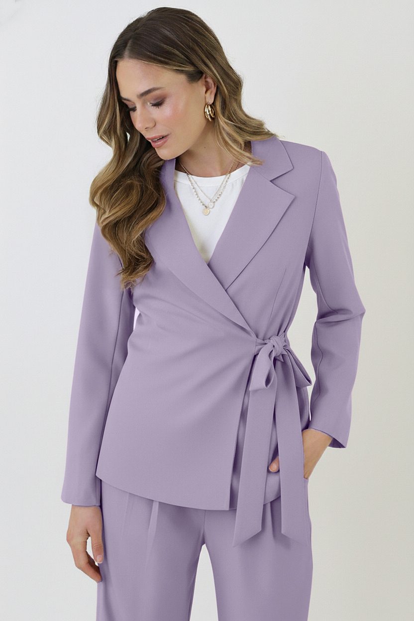 Getailleerde Blazer Met Strik Lila – blazers — foto 2