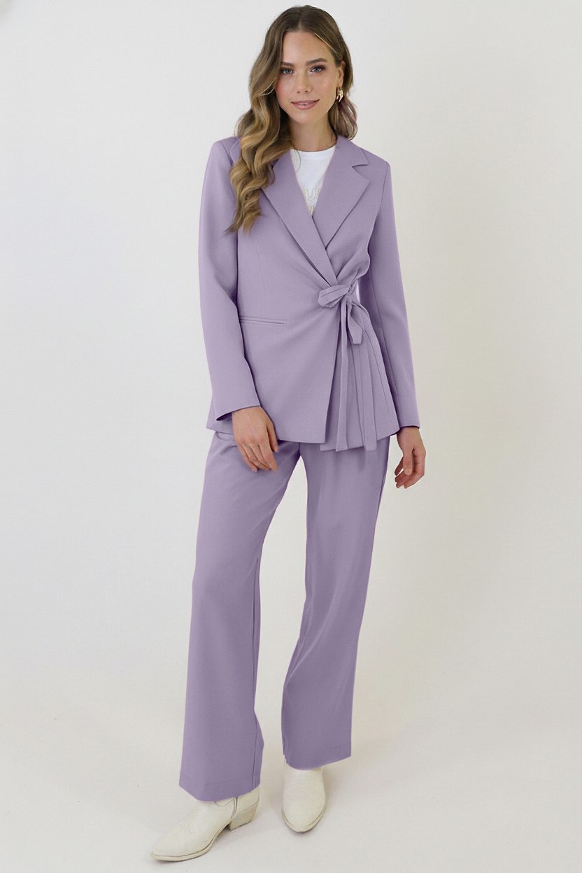 Getailleerde Blazer Met Strik Lila – blazers — foto 5