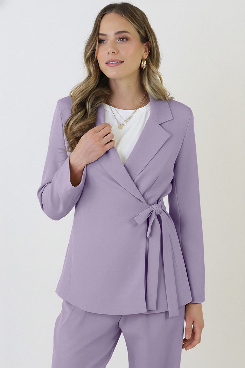 Getailleerde Blazer Met Strik Lila
