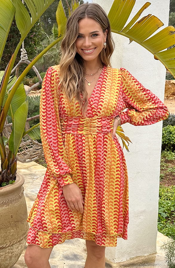 Waistband Dress Print Yellow