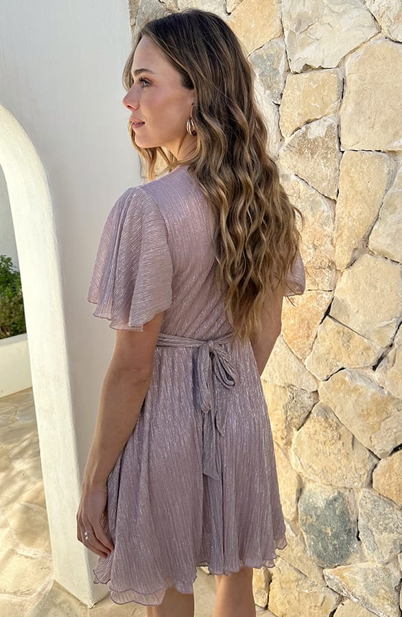 Waistband Dress Lurex Short Sleeve Light Pink – alle jurkjes — foto 3