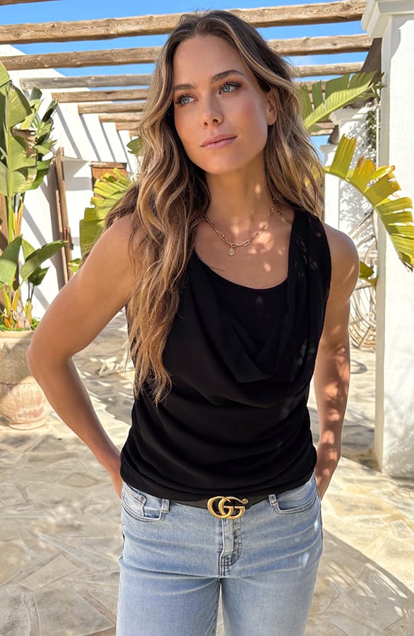 Halter Top Waterfall Zwart