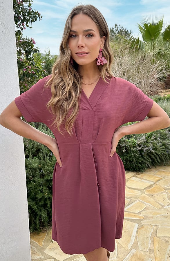 Jurk Met V-hals Dust Roze – alle jurkjes — foto 3