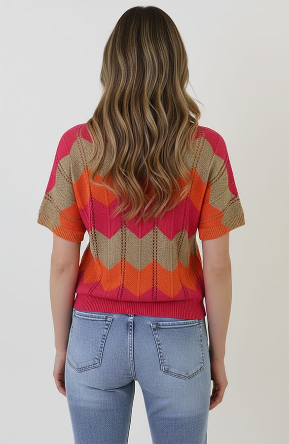Knitted Top Lorena Oranje Fuchsia – truien — foto 7