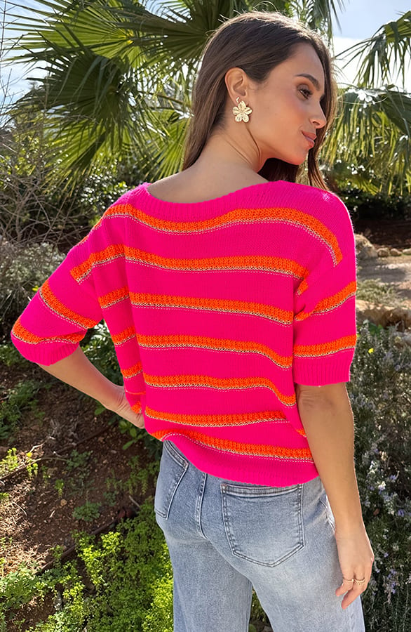 Lurex Stripe Soft Knit Oranje – truien — foto 3