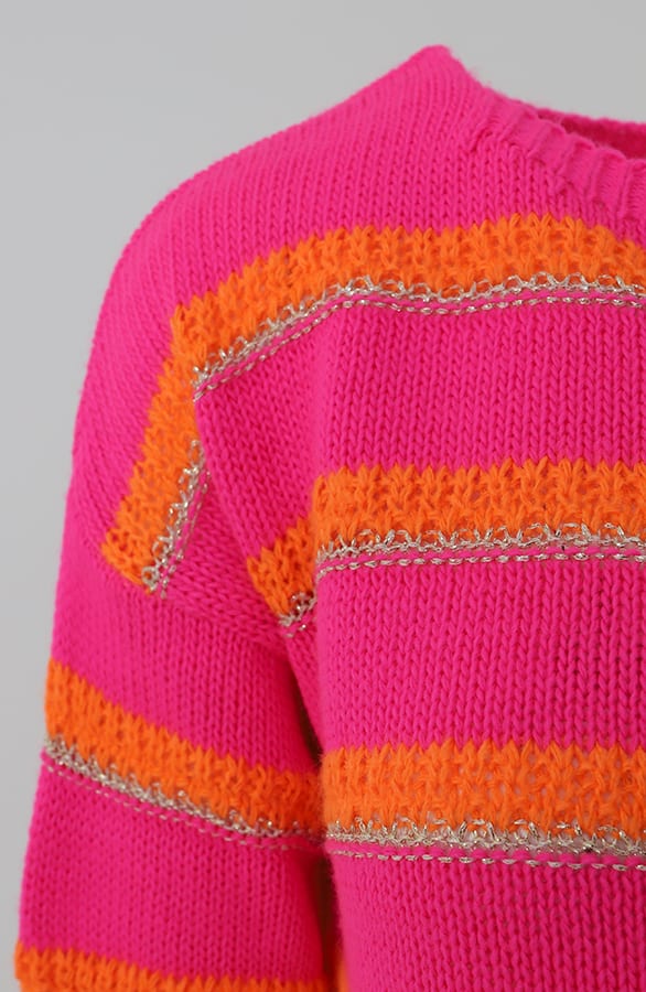 Lurex Stripe Soft Knit Oranje – truien — foto 5