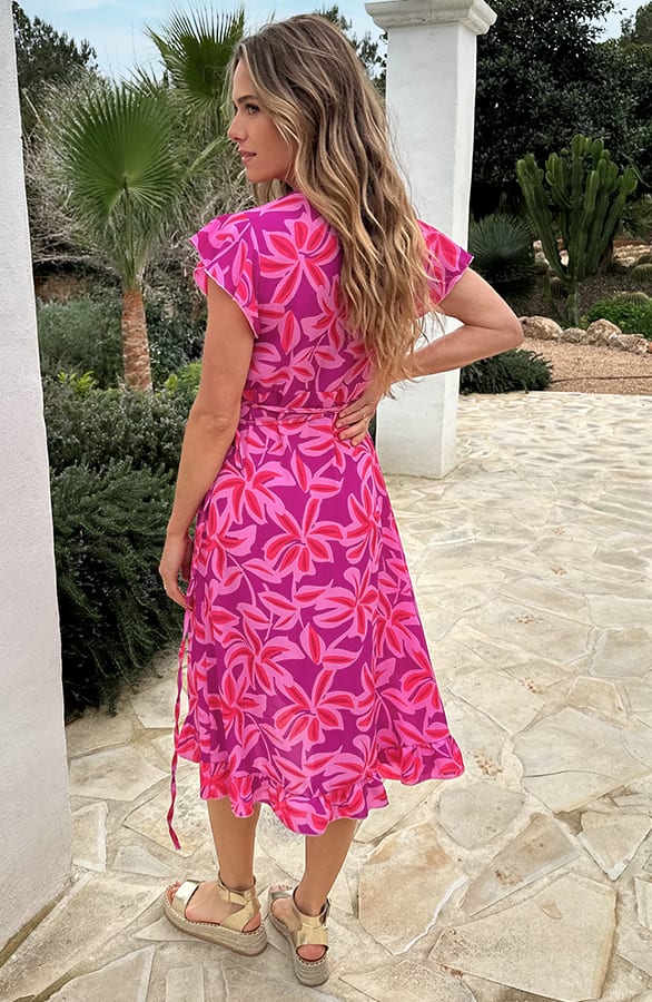Midi Wrap Dress Bloemenprint Roze – alle jurkjes — foto 3