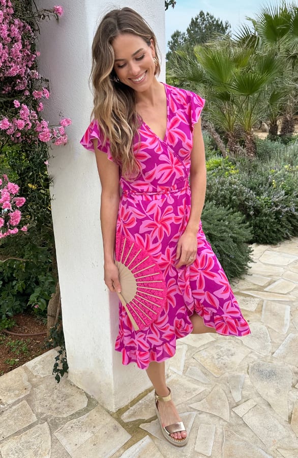 Midi Wrap Dress Bloemenprint Roze – alle jurkjes — foto 6