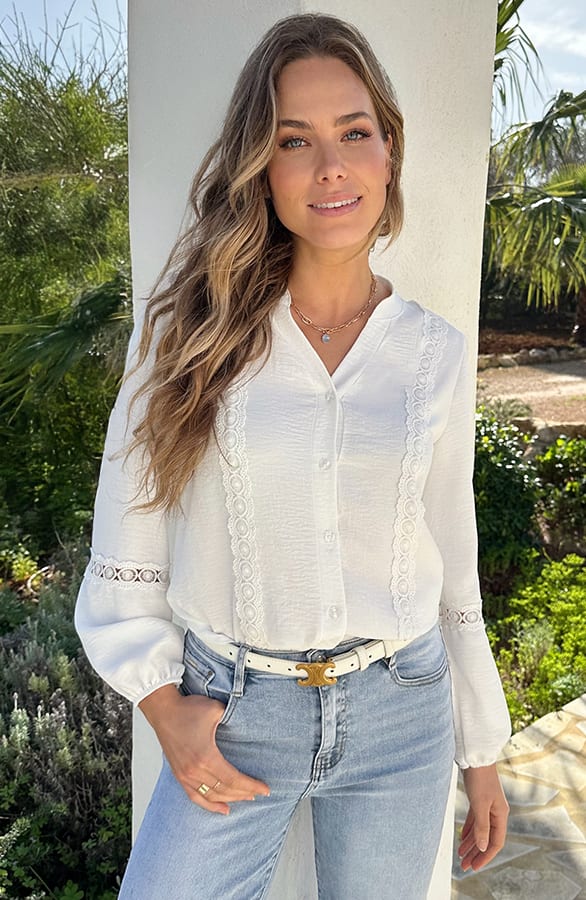 Minimal Lace Blouse Ecru – kleding — foto 7