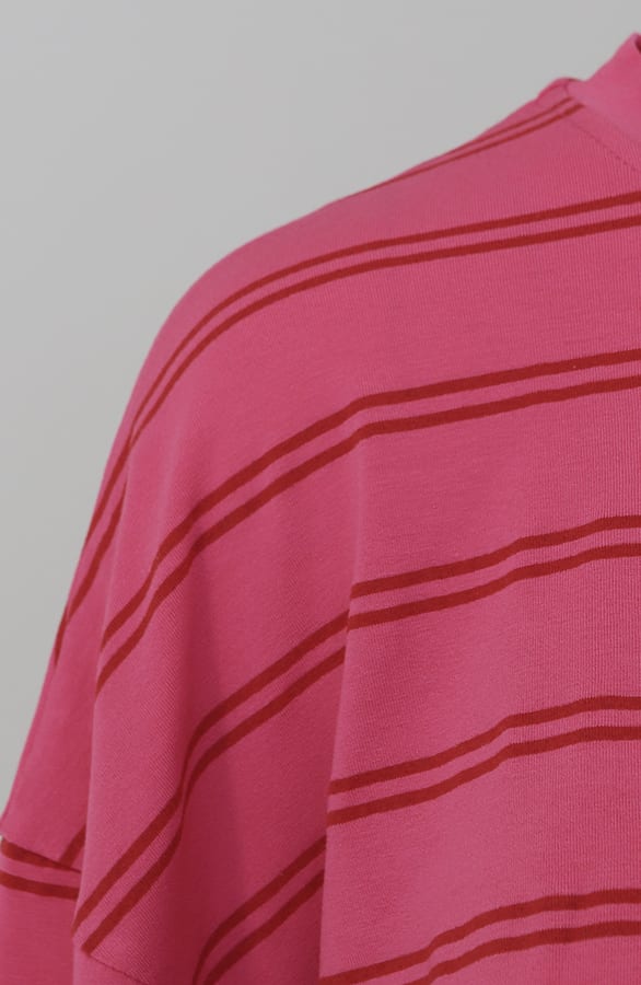 Oversized Gestreepte Katoenen Top Fuchsia Rood – shirts & tops — foto 4
